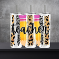 Wild About Teaching” Leopard Pencil Tumbler (sublimation)